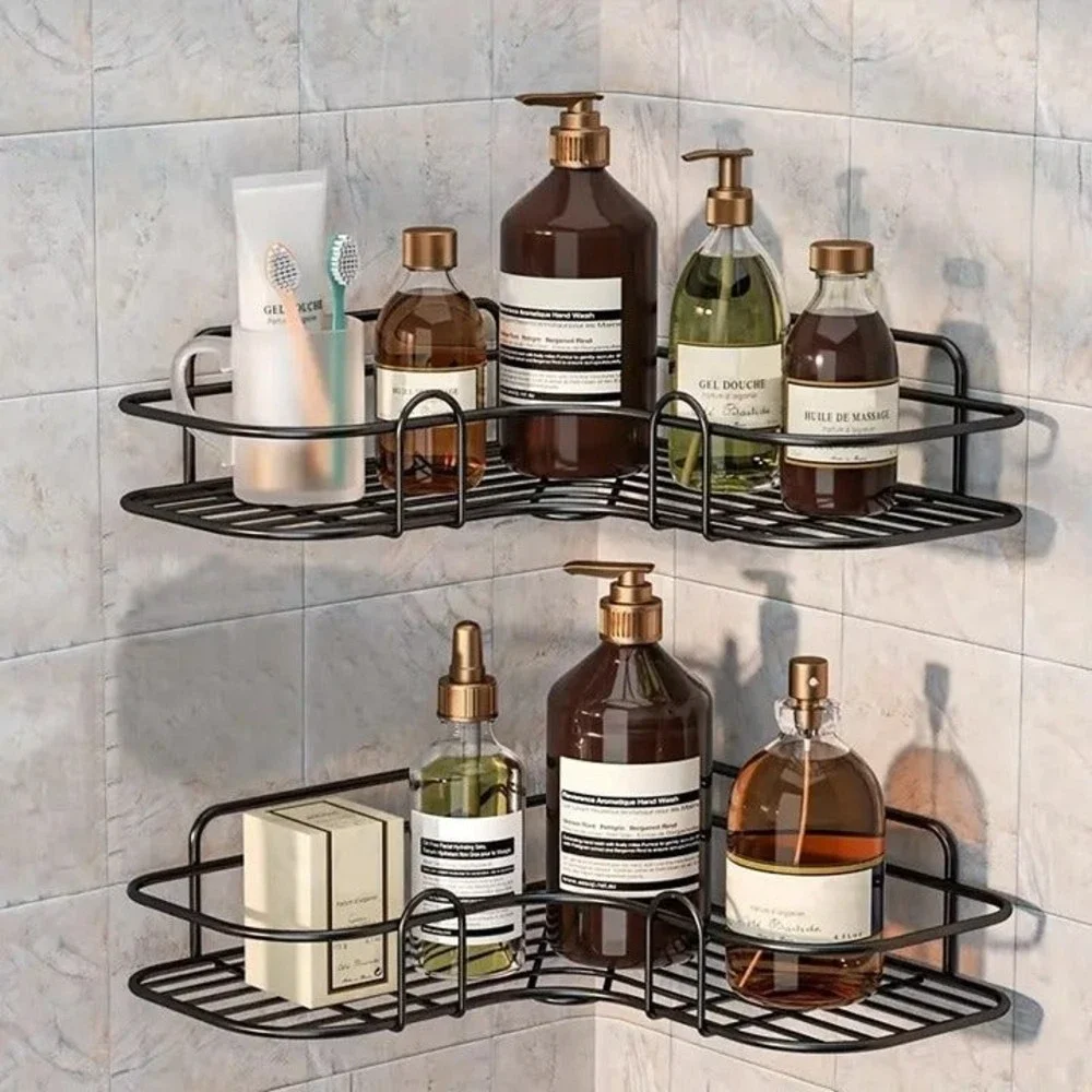 2-piece Wall Mounted Bathroom Shelf, Shower Caddy Rack, No Drilling Needed